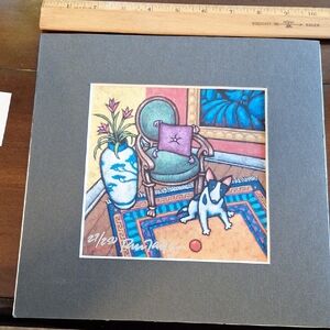 Numbered Print. 10" X 10". Brighr Colors With English Bull Terrier Scene